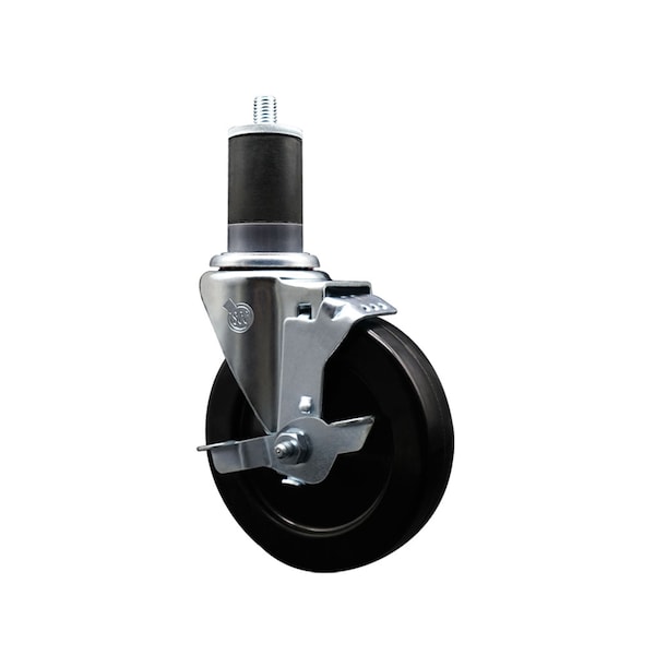 5'' SS Hard Rubber Swivel 1-5/8'' Expanding Stem Caster with Brake
